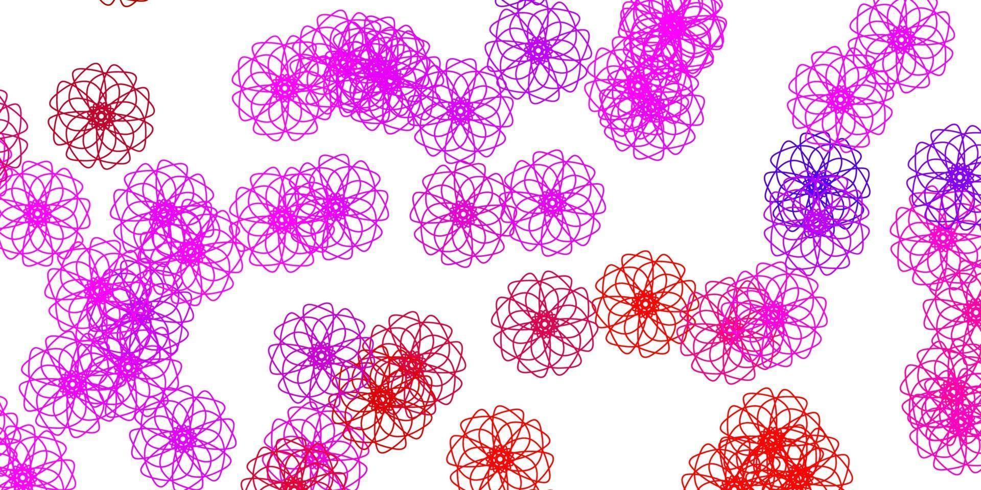 Light Pink, Red vector doodle background with flowers.