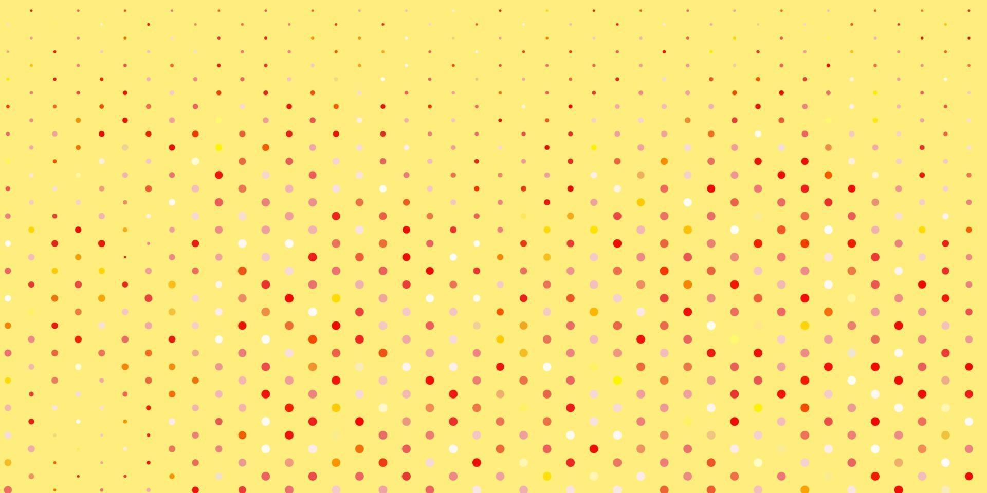 Light red, yellow vector background with bubbles.