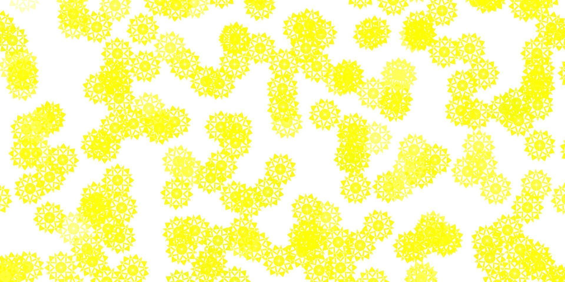 Light Yellow vector template with ice snowflakes.