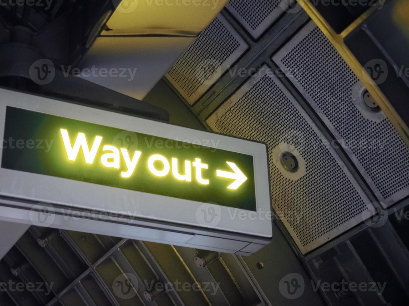 Way out sign in London photo