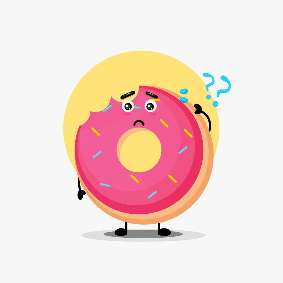 Cute donut character being confused vector