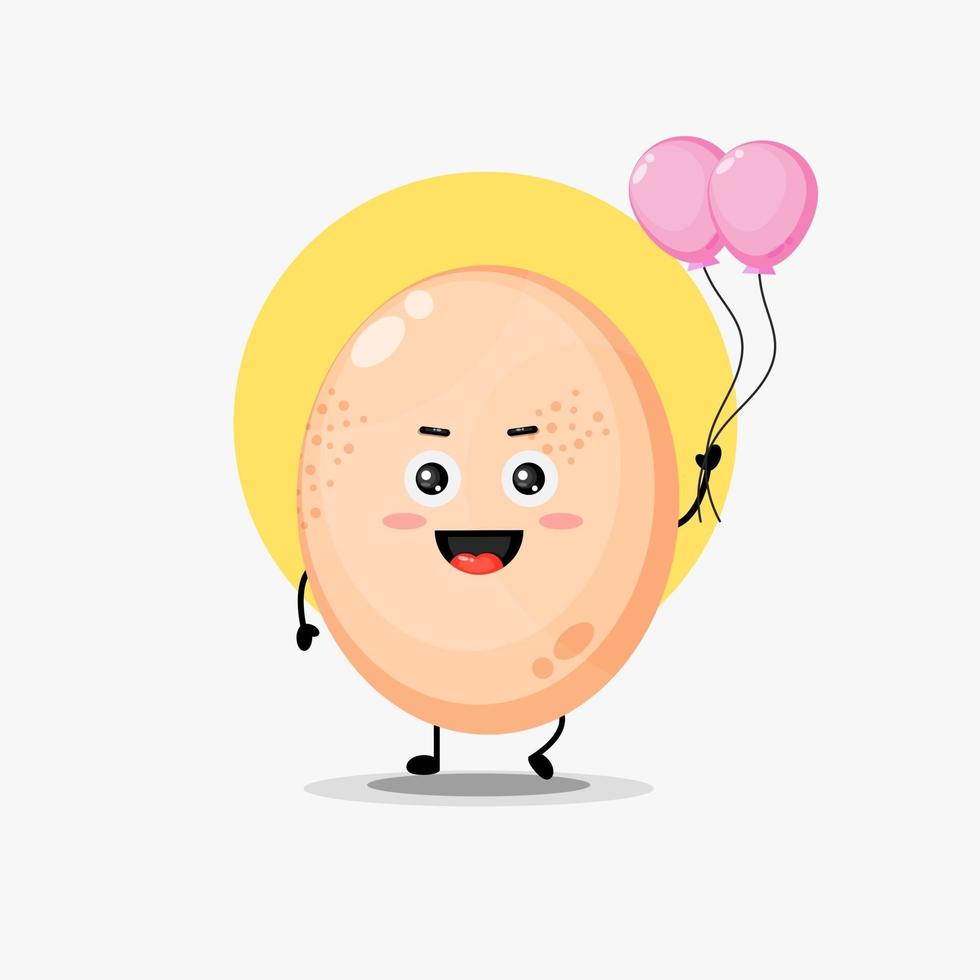 ilustración de personaje de huevo lindo con globo vector