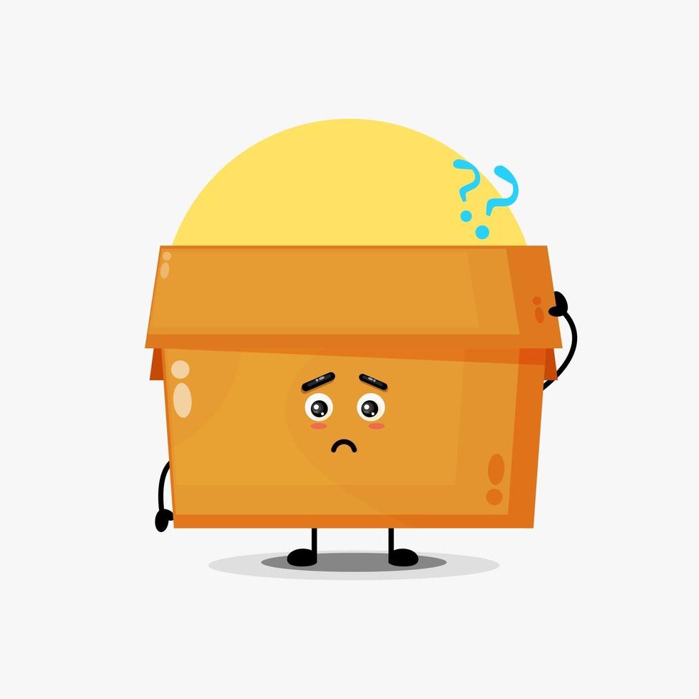 Illustration of a cute box character being confused vector