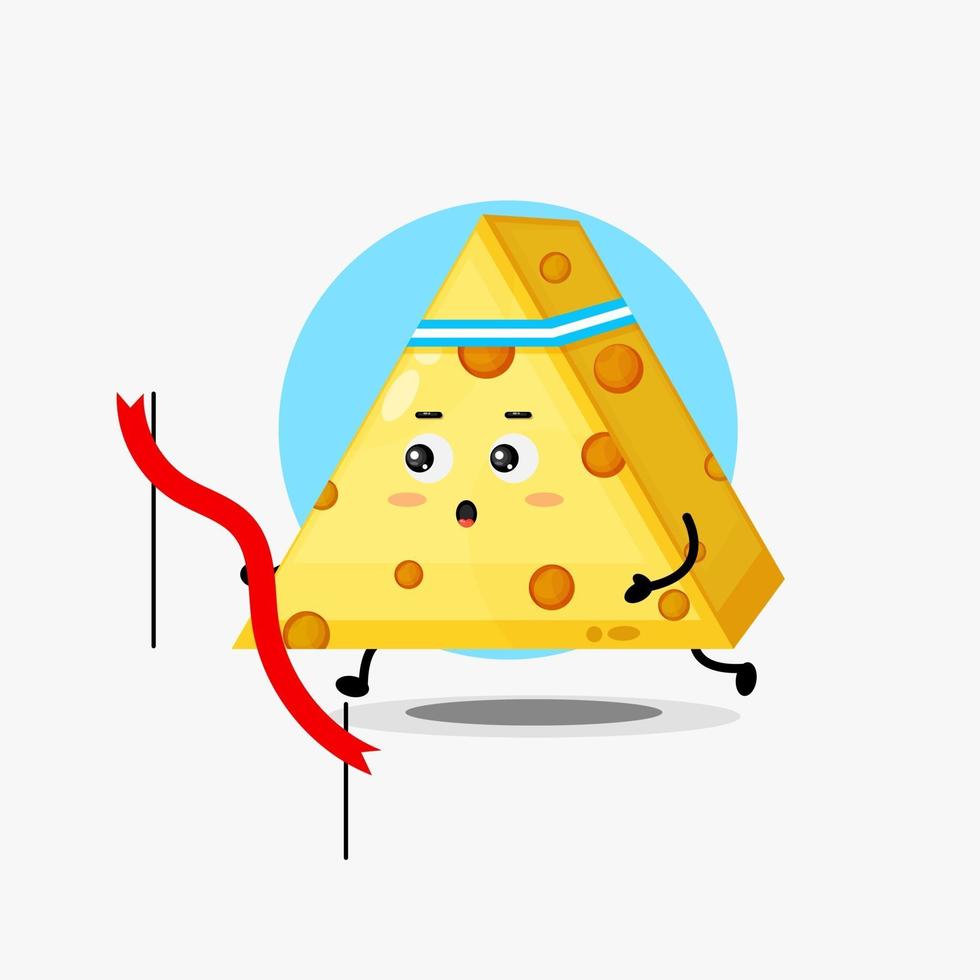 Cute cheese character running competition vector