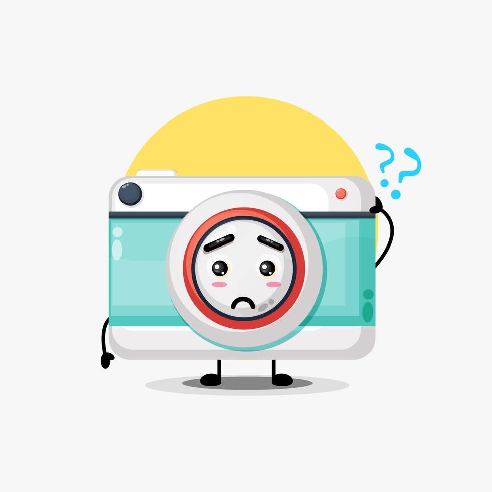 Illustration of cute camera character being confused vector