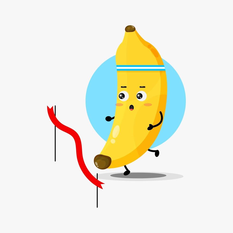 Cute banana character running competition vector