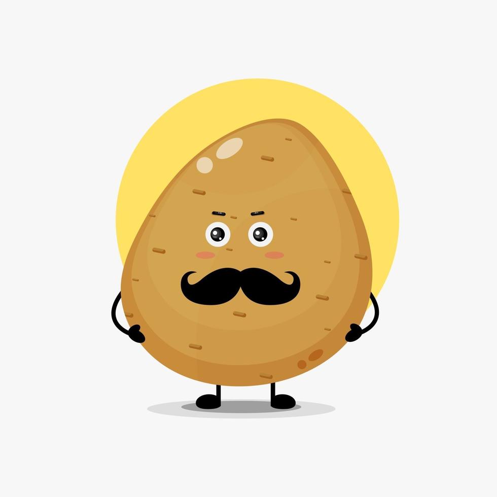 Cute potato character with mustache vector