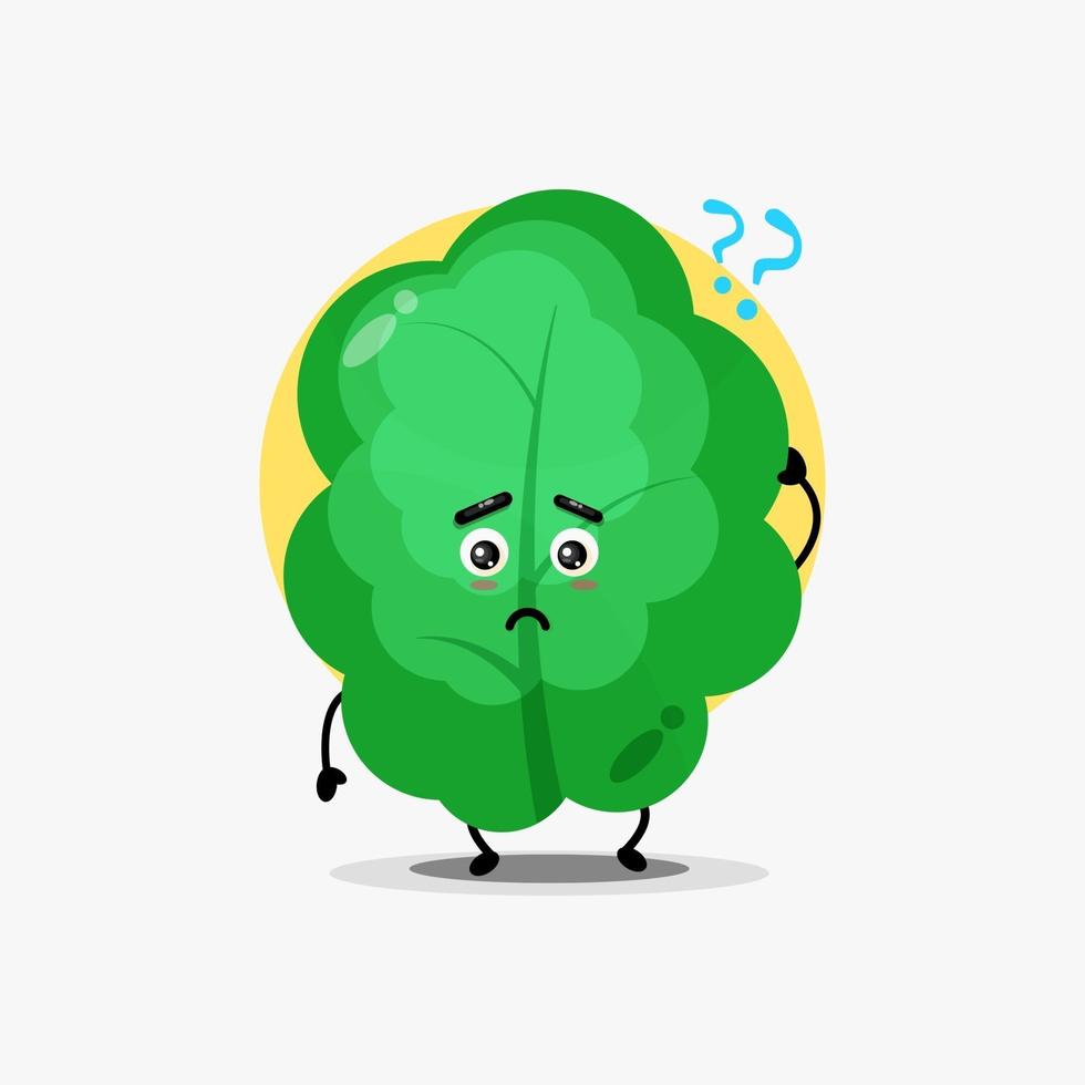 Cute leaf character is confused vector