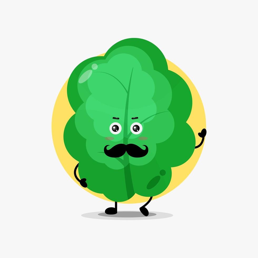 Cute leaf character with mustache vector