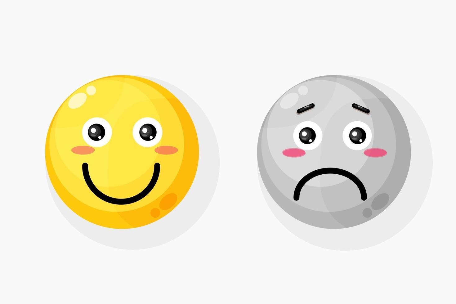 Smile and sad emoticon icon vector