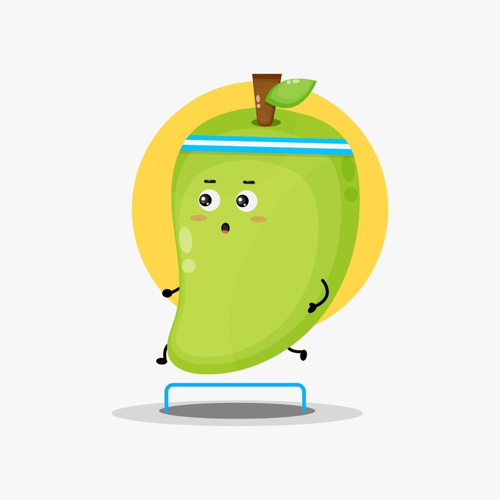 Cute mango character running competition vector