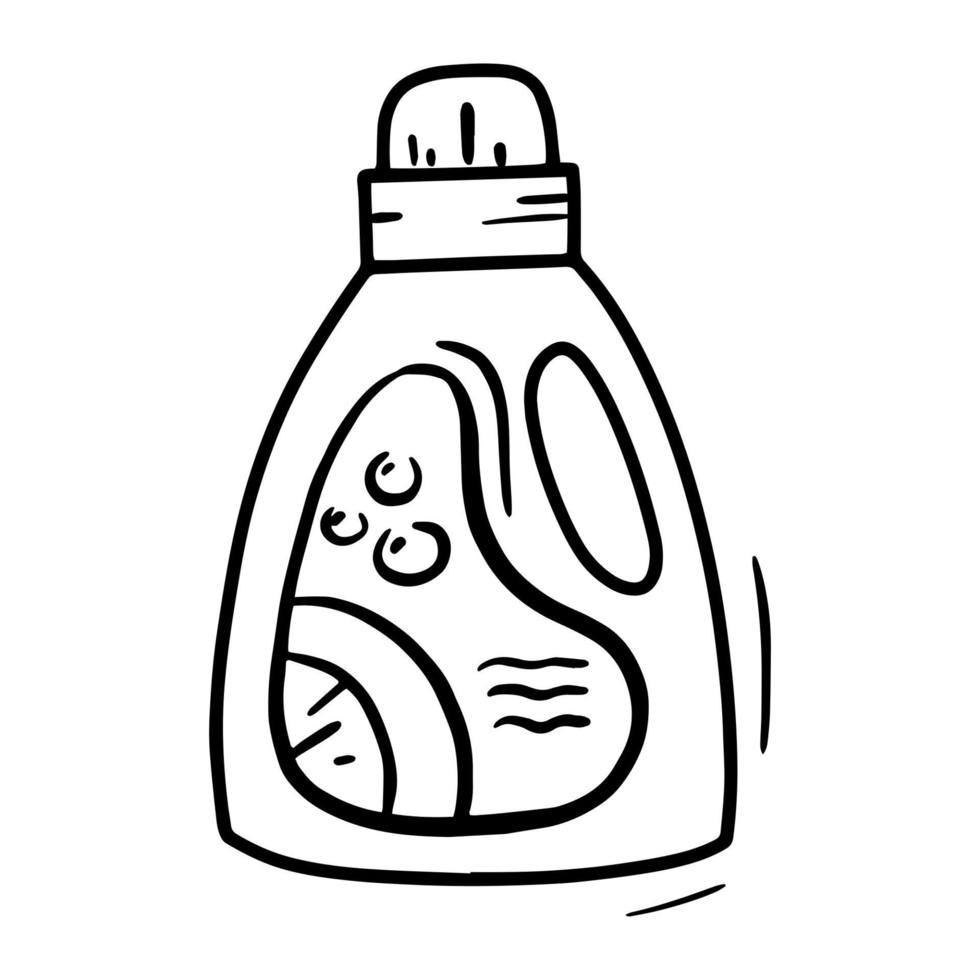 producto de limpieza para el hogar, icono lineal en estilo doodle vector