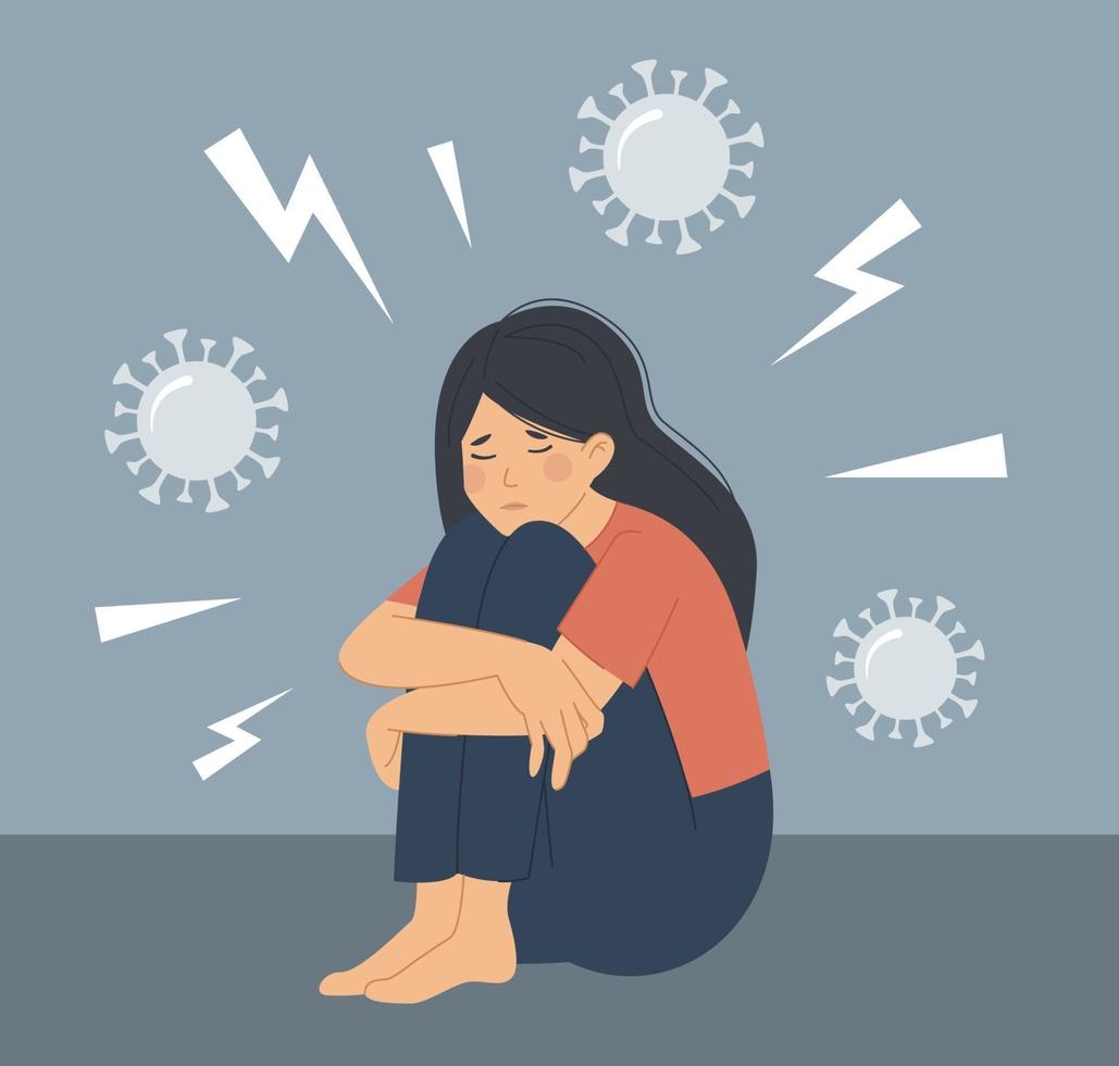 Depression anxiety because of coronavirus pandemic vector