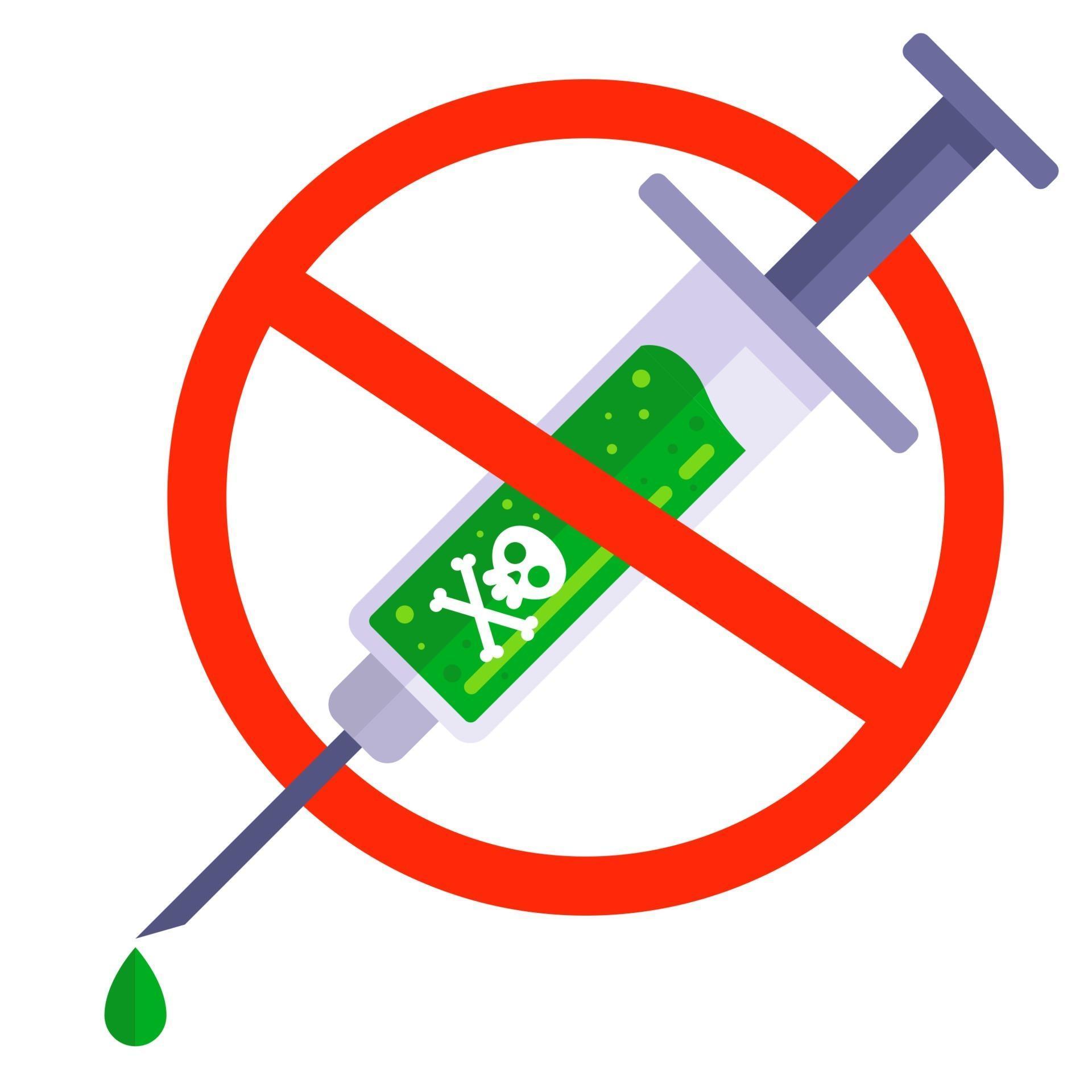 people against vaccination. syringe with poison. dangerous injection