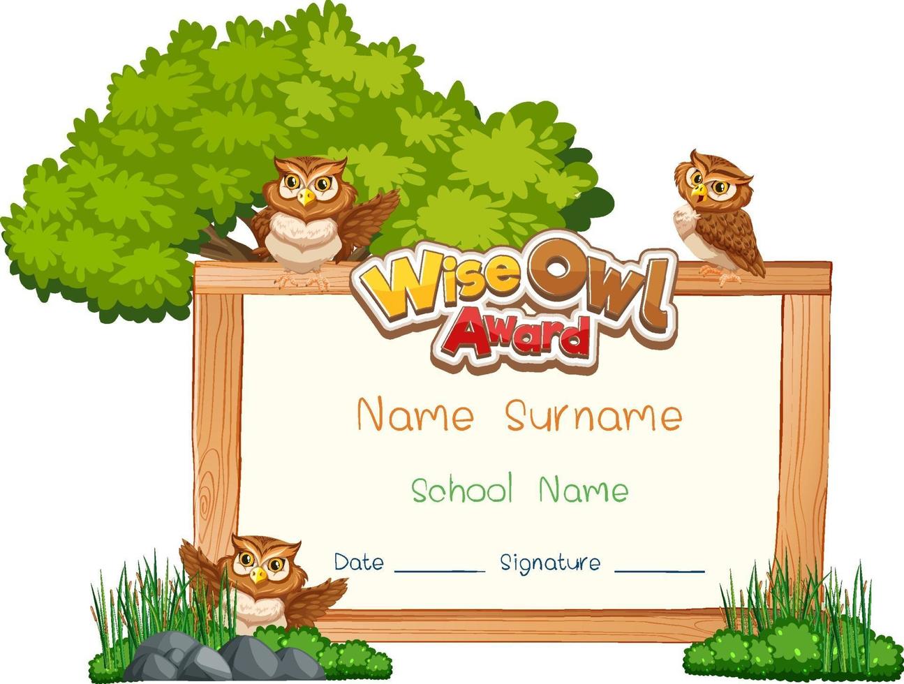 Diploma or certificate template for school kids vector