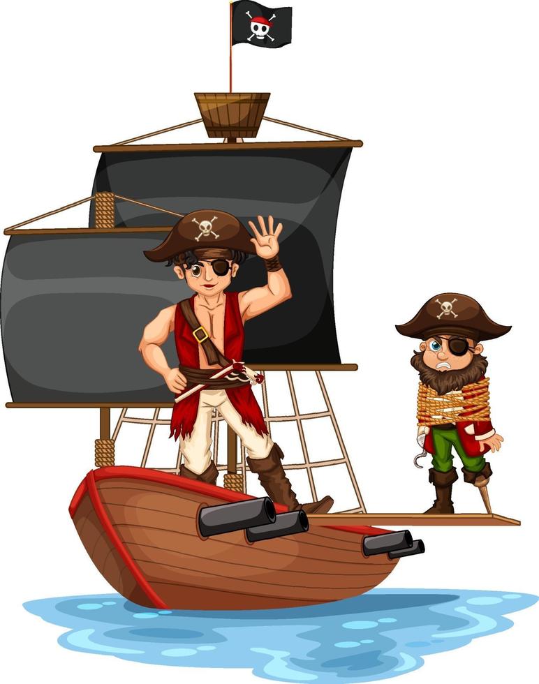 Pirate concept with a man walking the plank on the ship vector