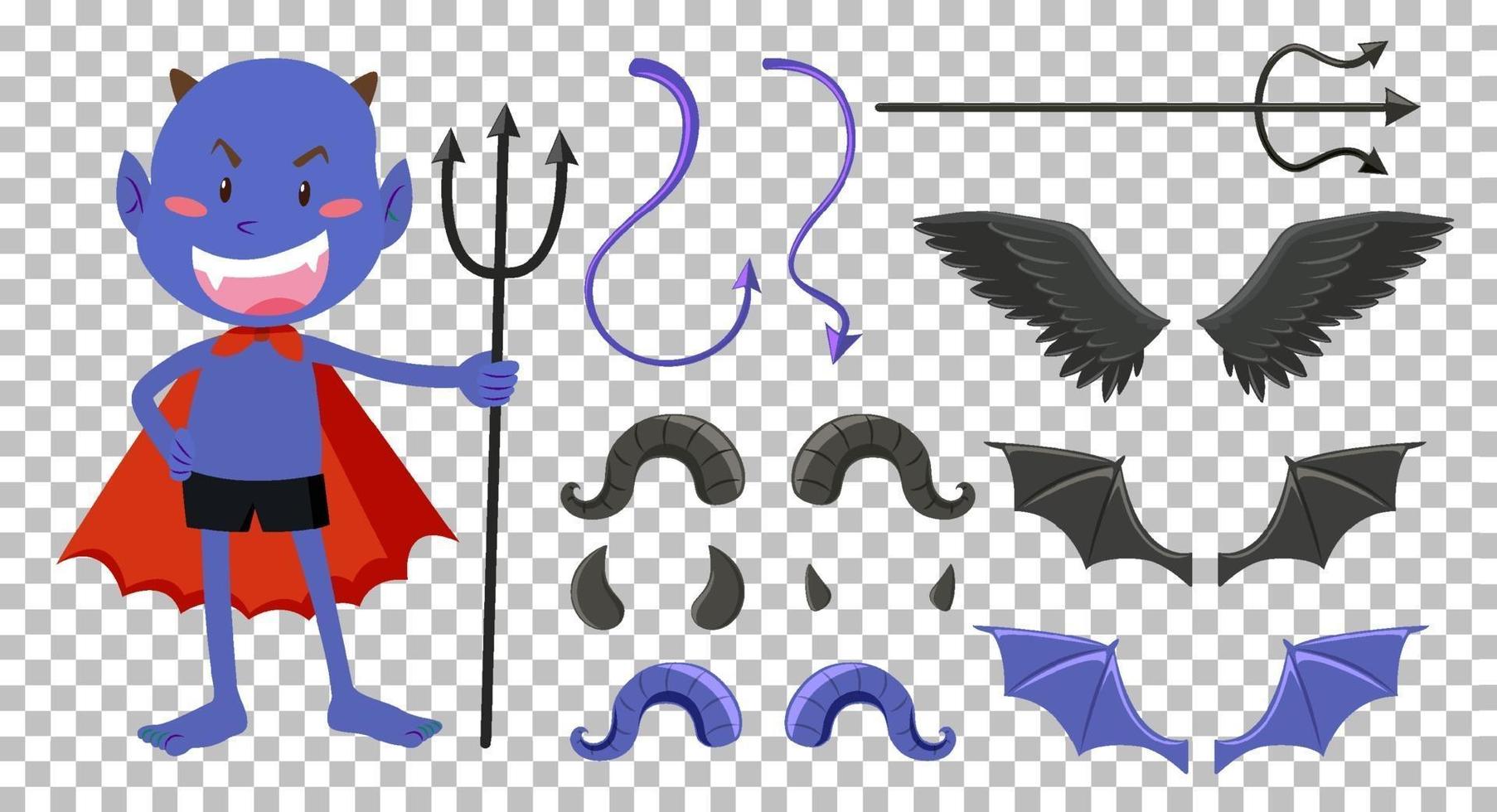 Set of devil and angel object decor vector