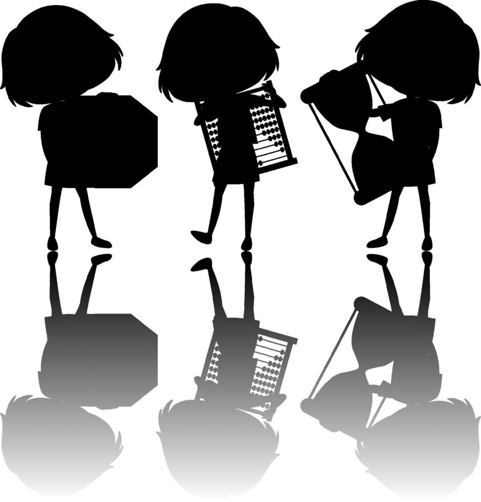 Set of musical kids silhouette with reflex vector