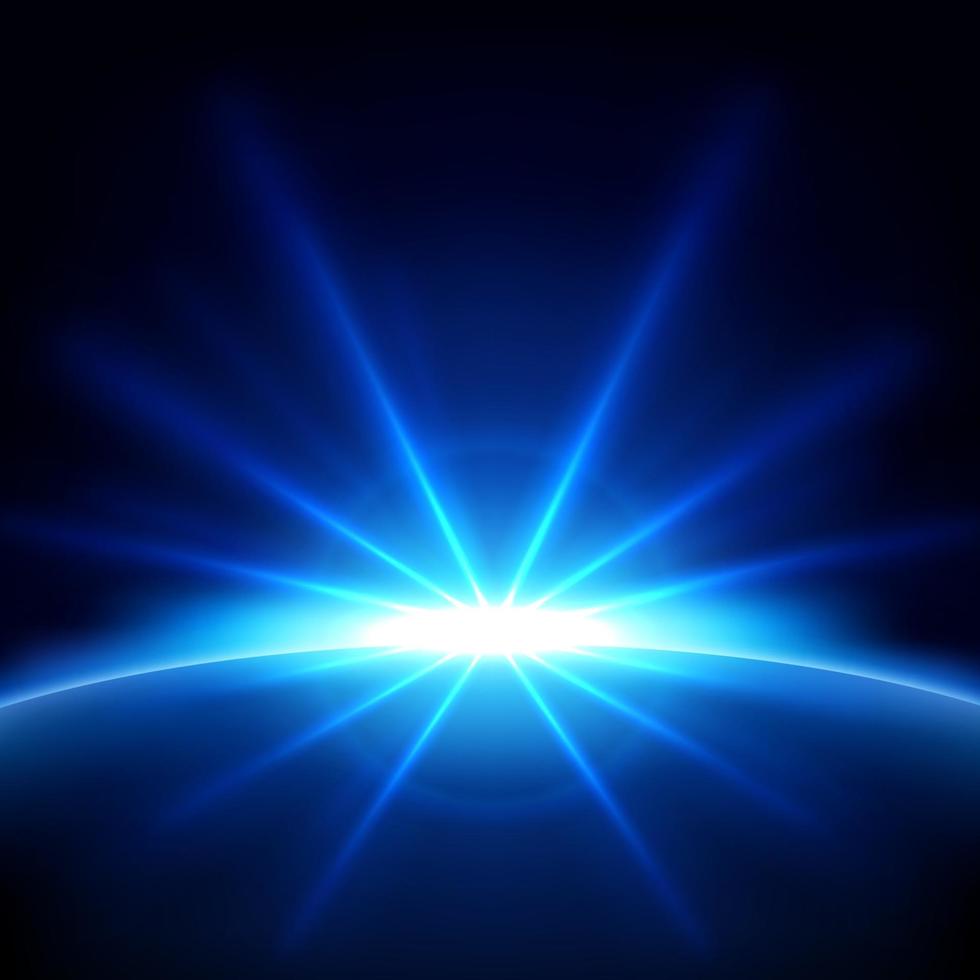 Blue Rays rising on dark background vector