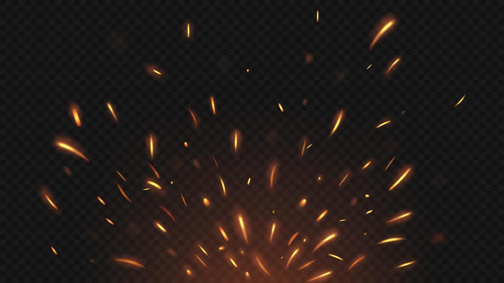 Fire flying sparks on dark background vector