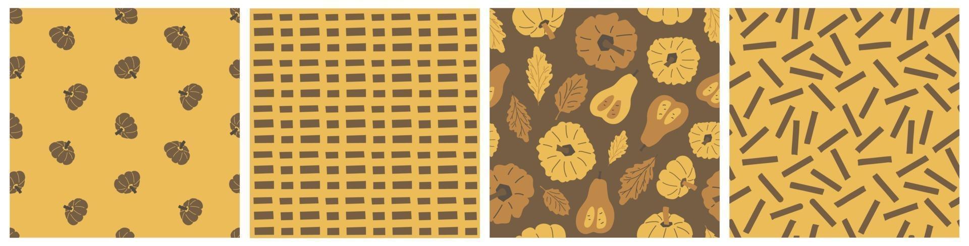 conjunto de patrones sin fisuras de otoño amarillo marrón vector