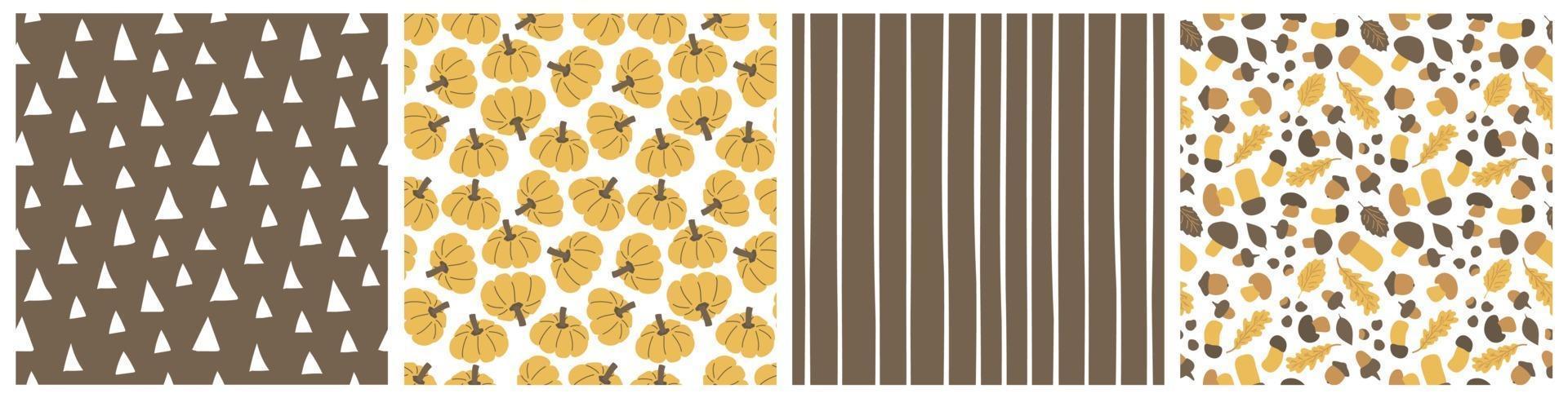 Set of four fall seamless patterns vector