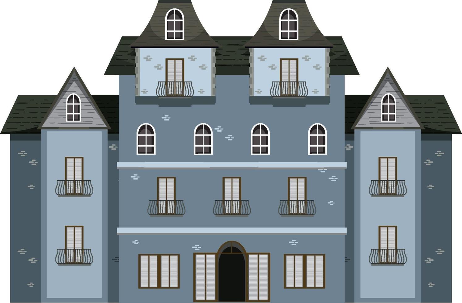 Isolated haunted mansion facade vector