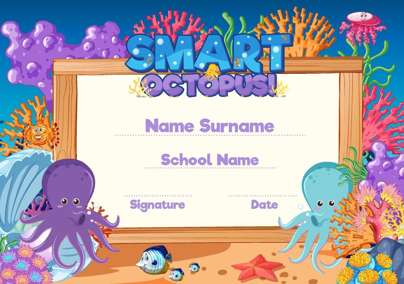 Diploma or certificate template for school kids vector