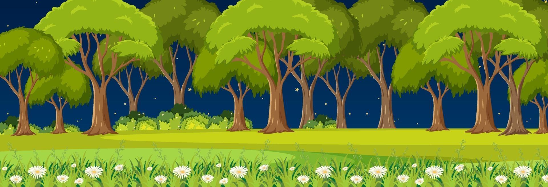Nature park at night time horizontal scene vector