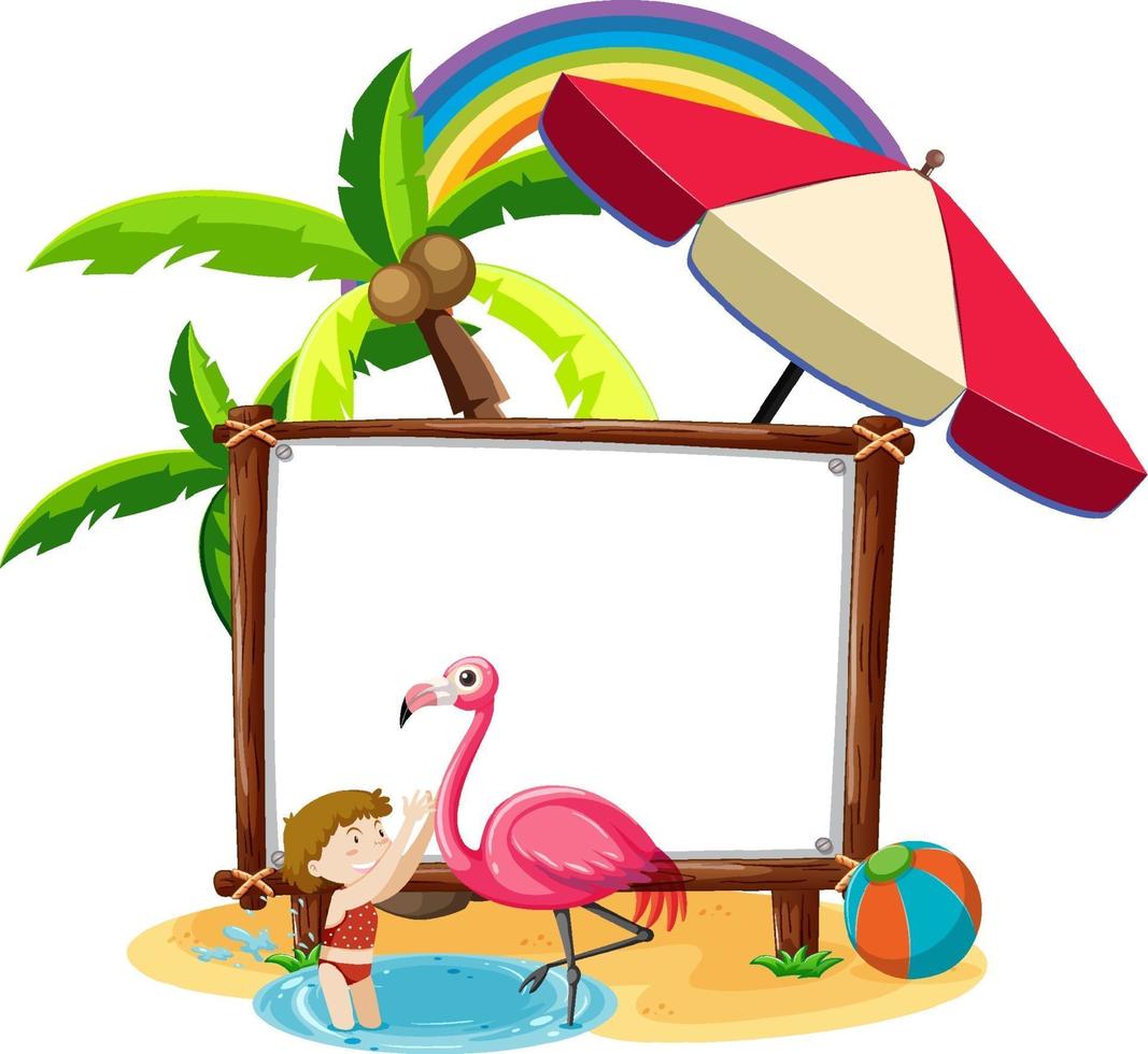 Summer beach theme with blank banner isolated on white background vector