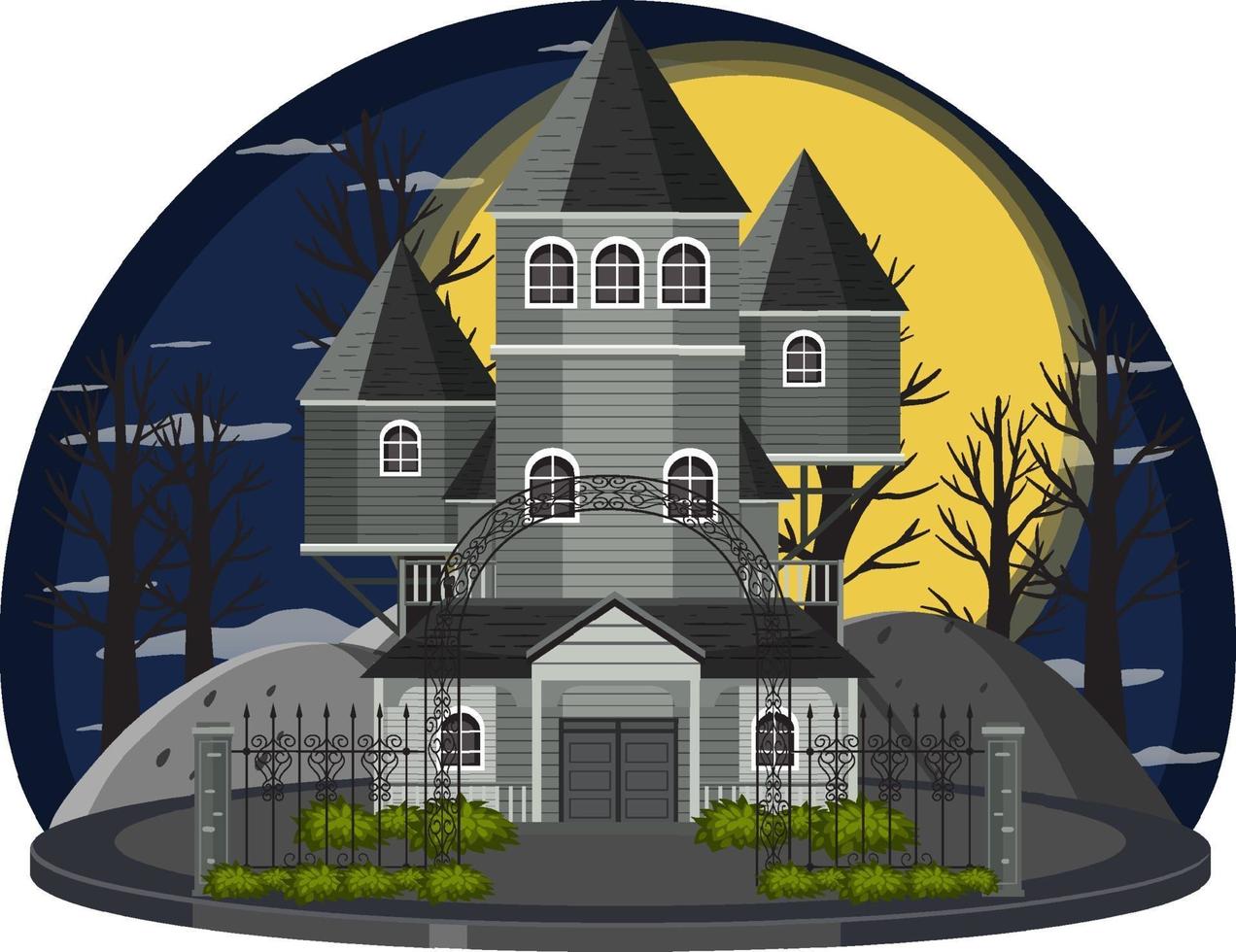 Haunted house at night scene vector