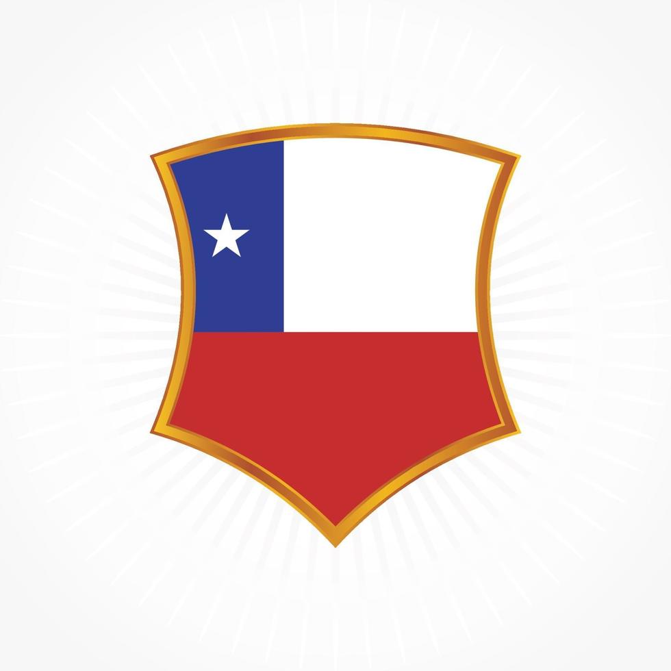 Chile flag vector wit shield frame