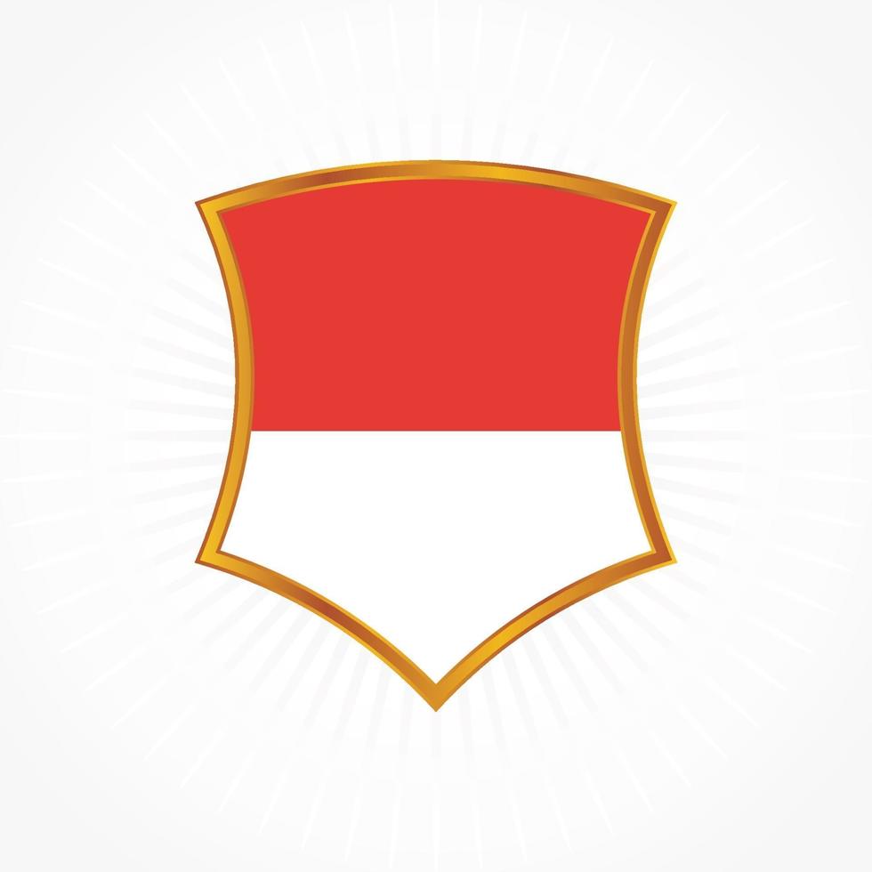 Monaco or Indonesia flag vector wit shield frame