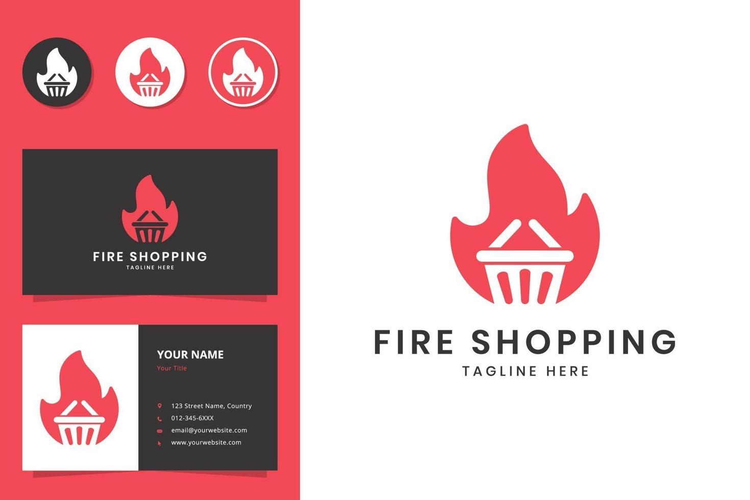 diseño de logotipo de espacio negativo de compras de fuego vector