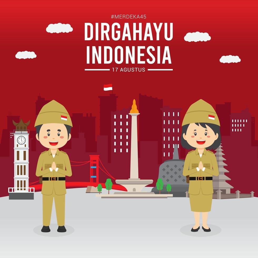 día de la independencia de indonesia con carácter vector