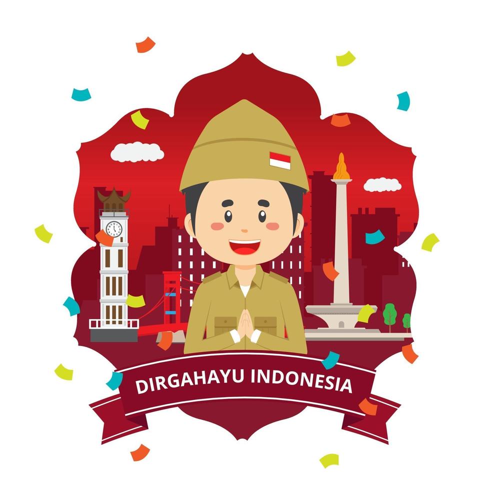 Indonesian Independence Day With Character vector