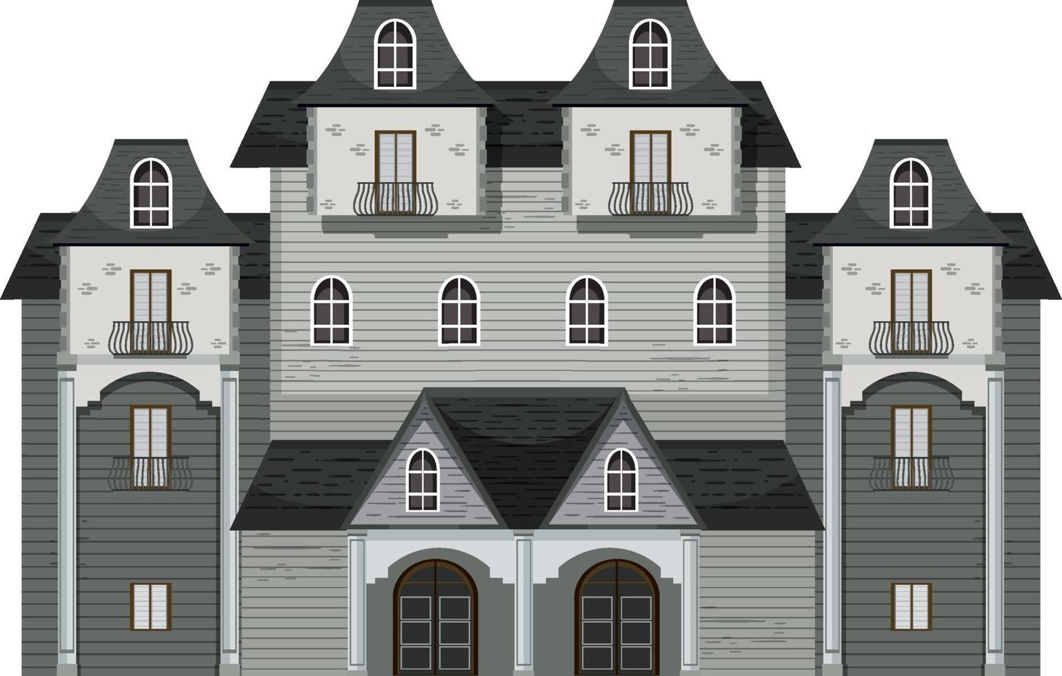 Isolated haunted mansion facade vector