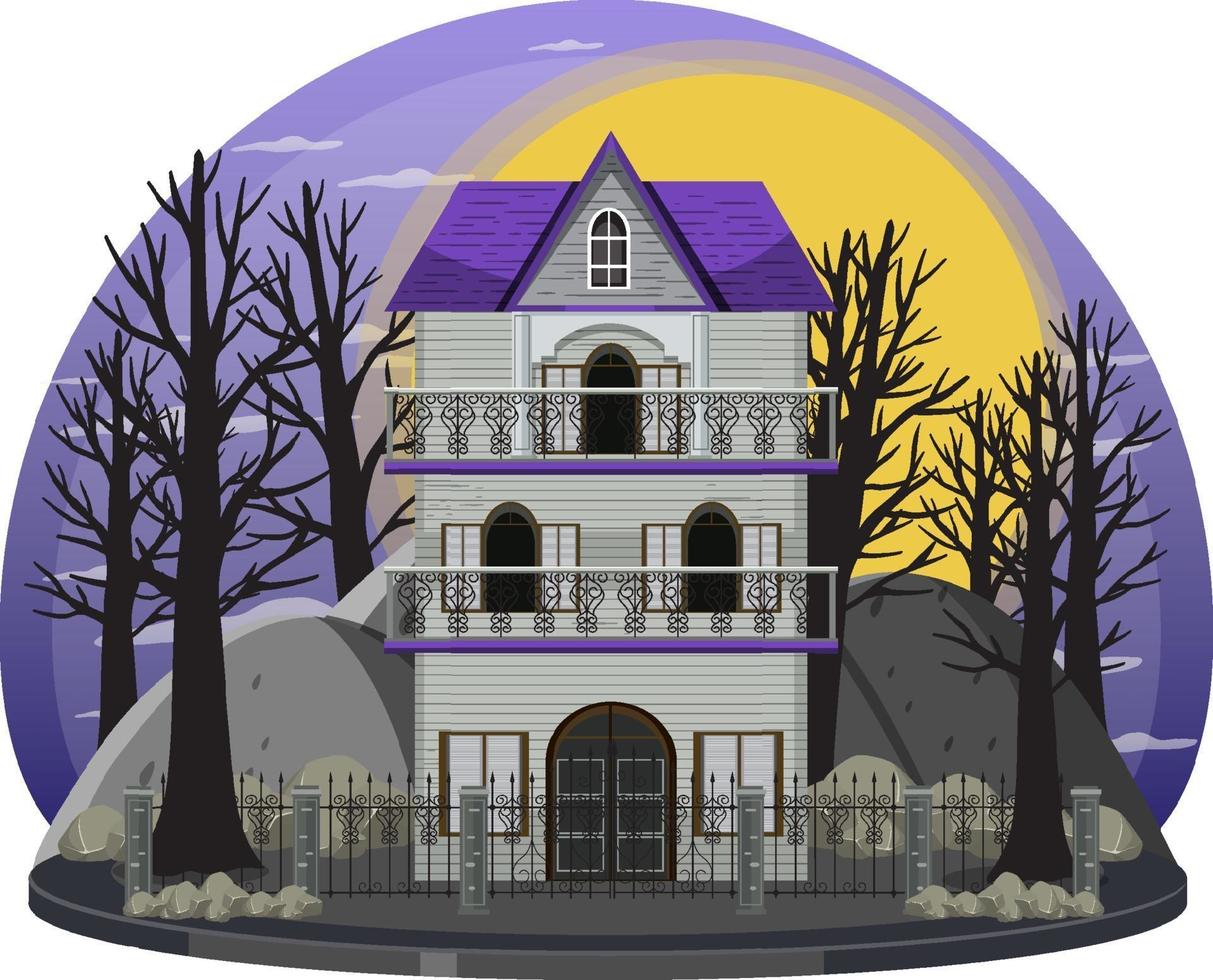 Halloween haunted house on white background vector