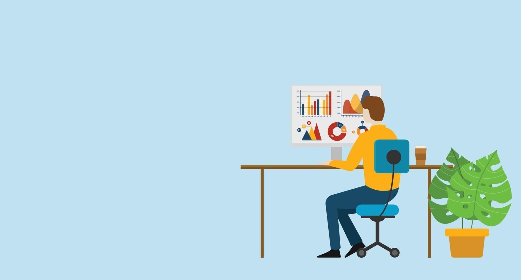 businessman analyze finance data graph investment vector