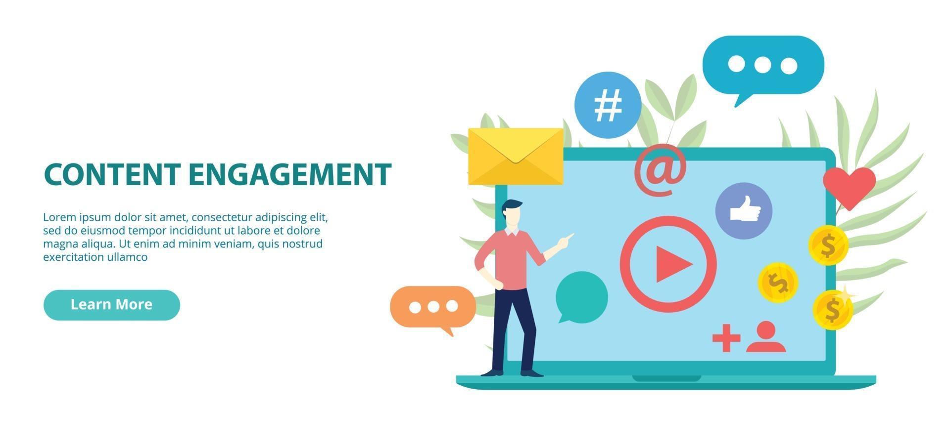 content engagement website design template banner vector