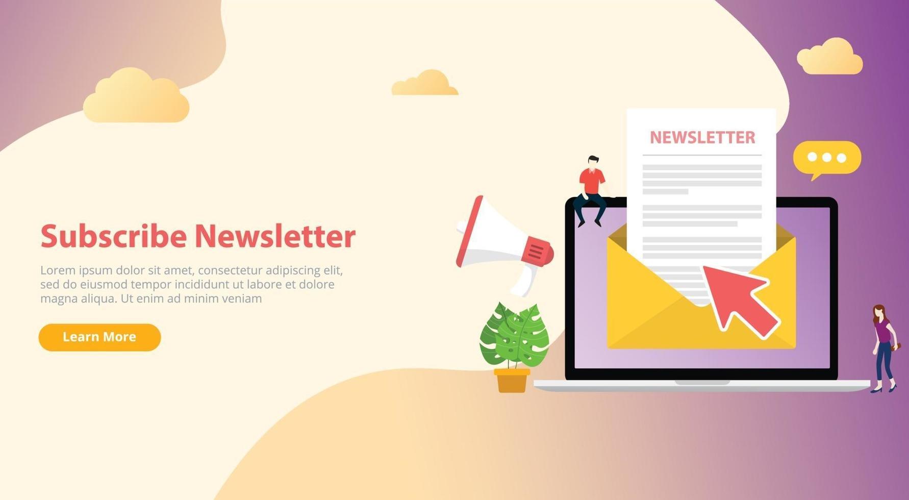 subscribe newsletter concept with team working together vector