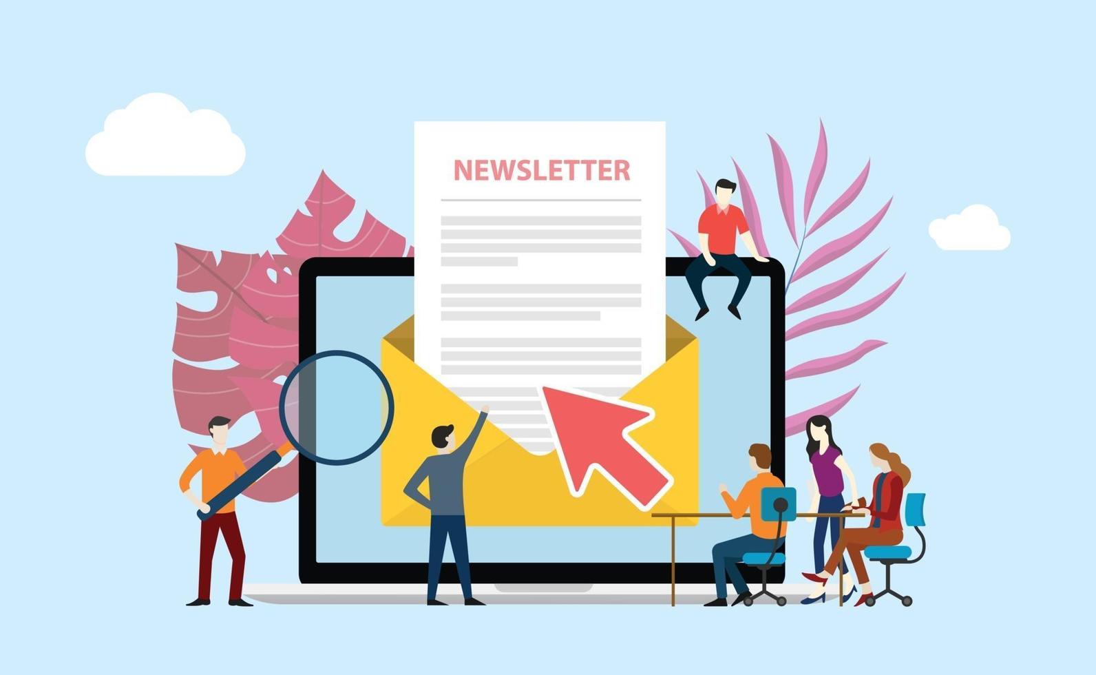 subscribe newsletter with people working together vector