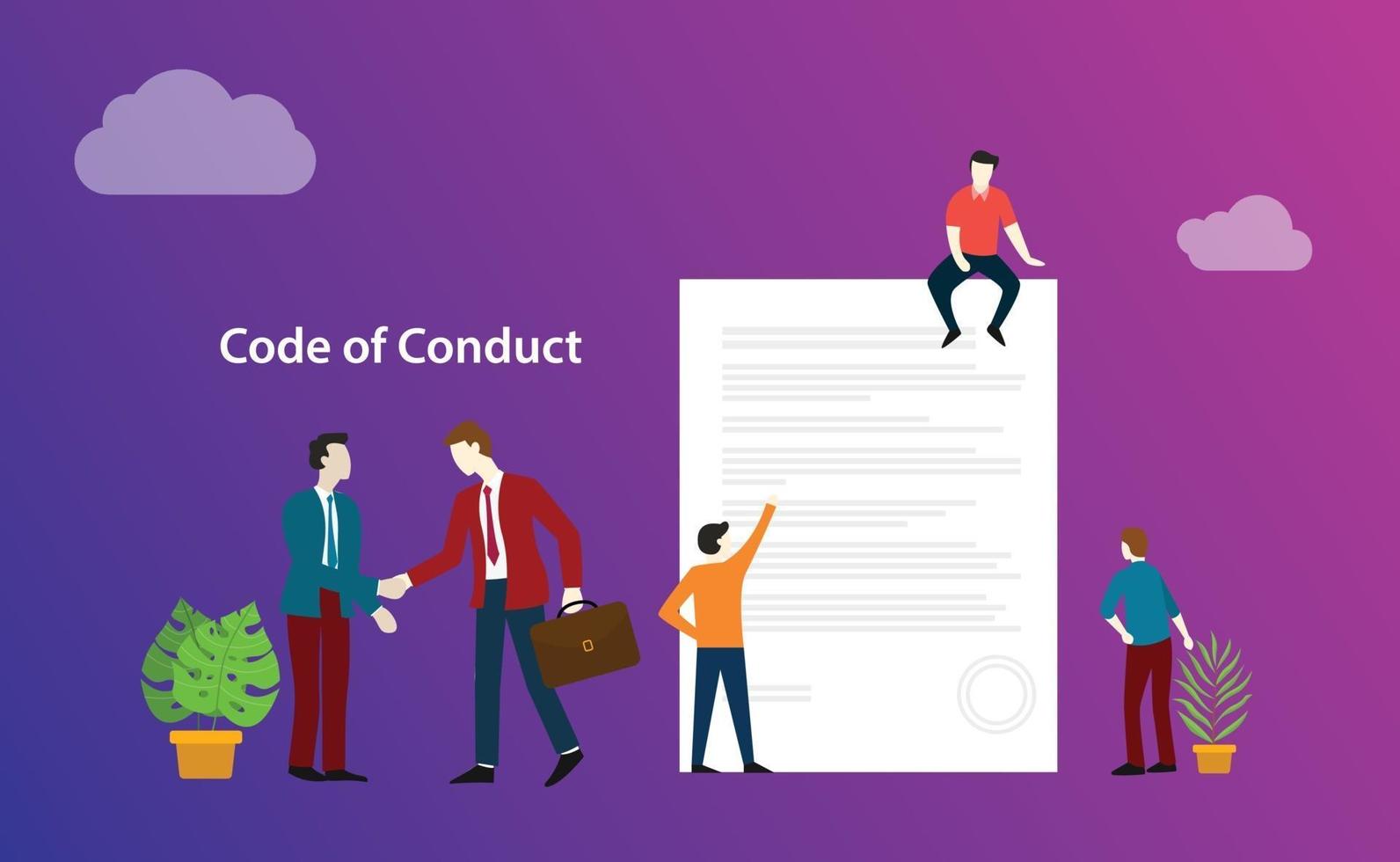 code of conduct business deal with people discuss together vector