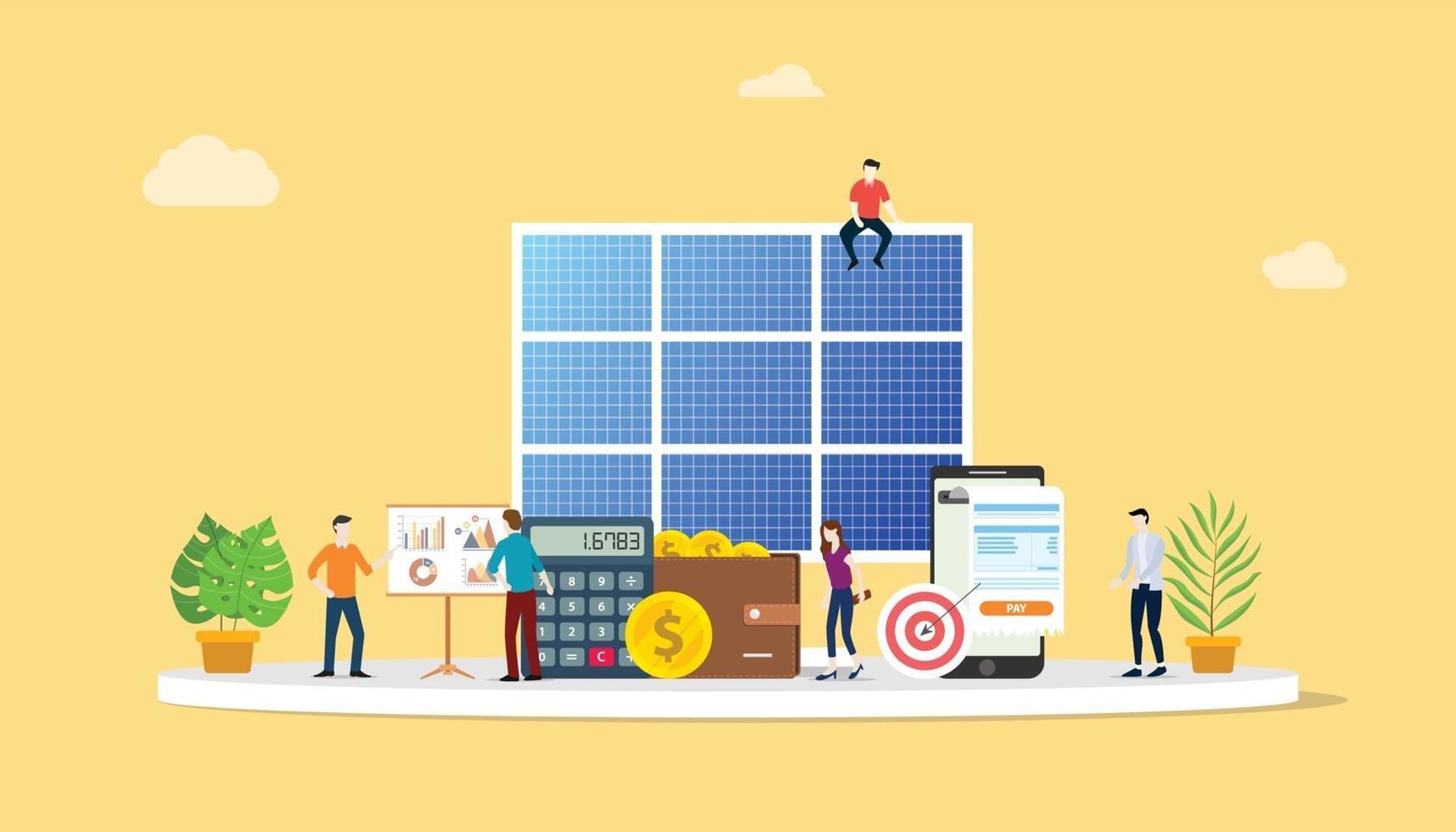 solar panel energy business electric saving financial vector