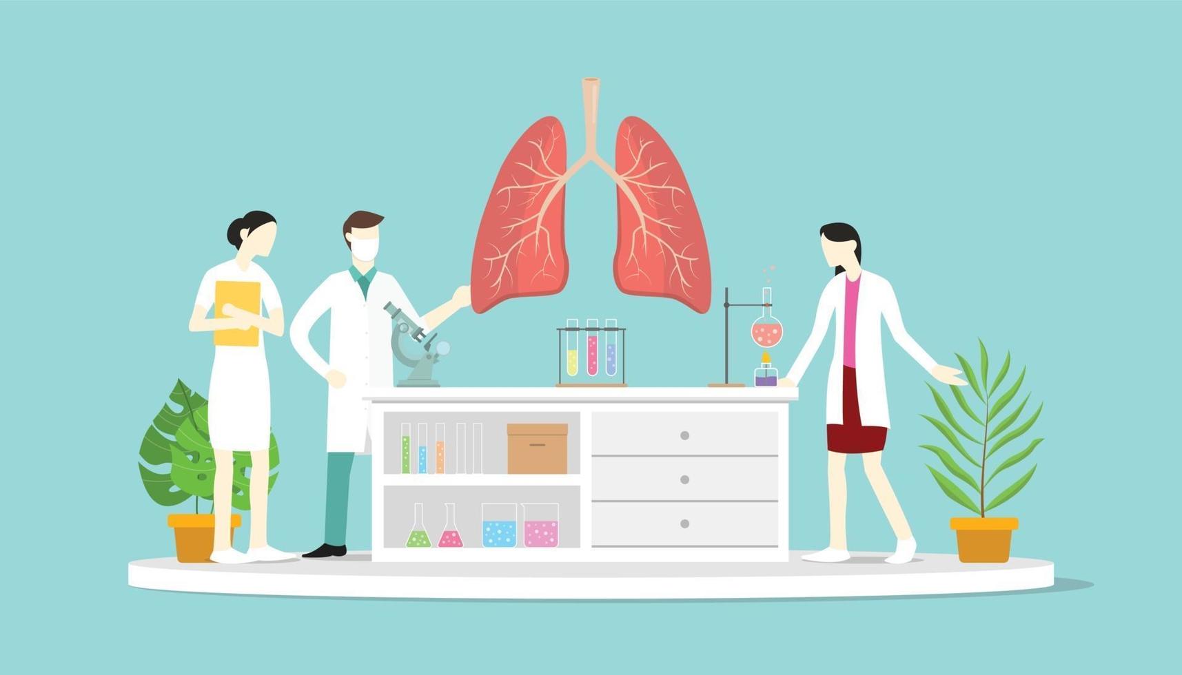 team of doctor discuss and teaching human lung anatomy vector