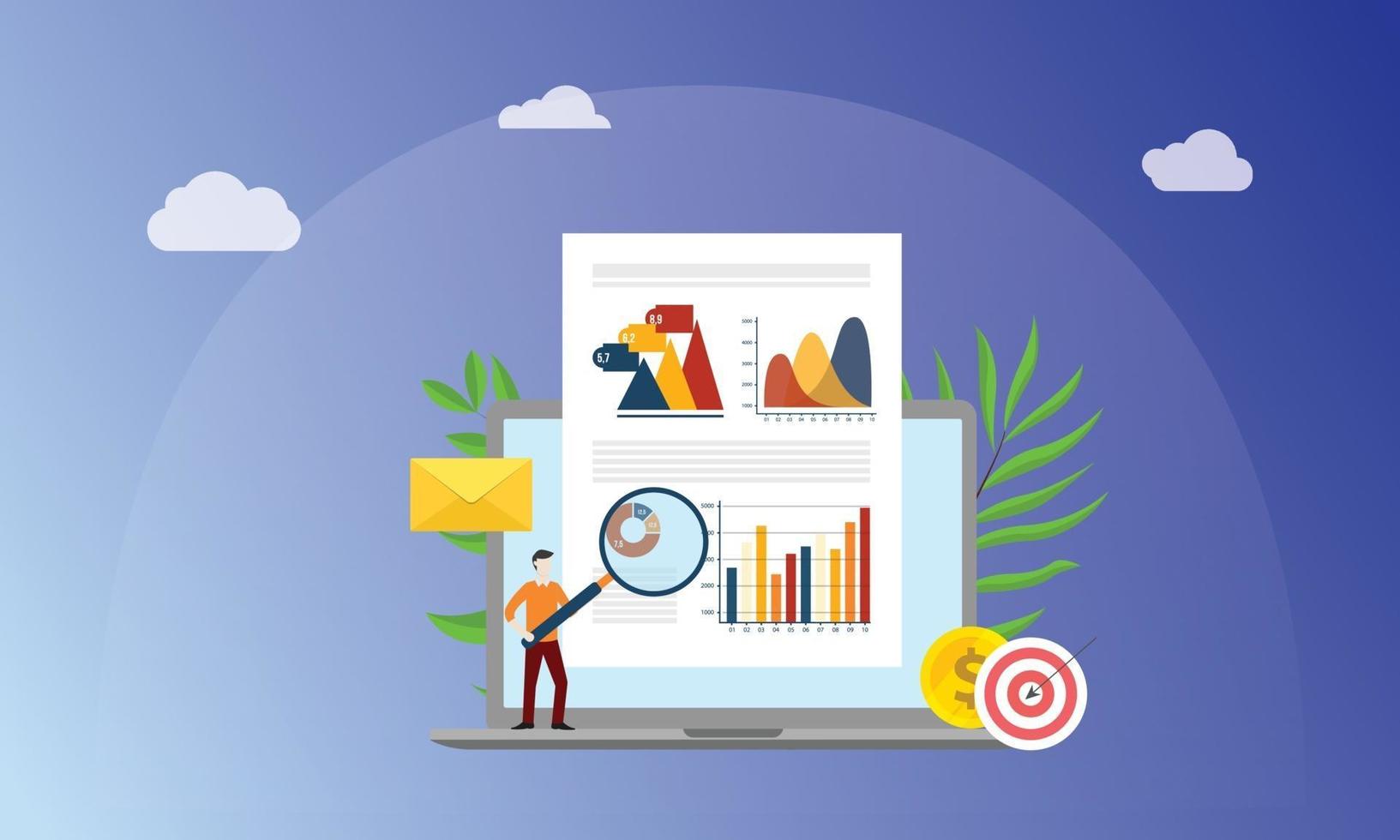 visual data marketing concept with business man people vector
