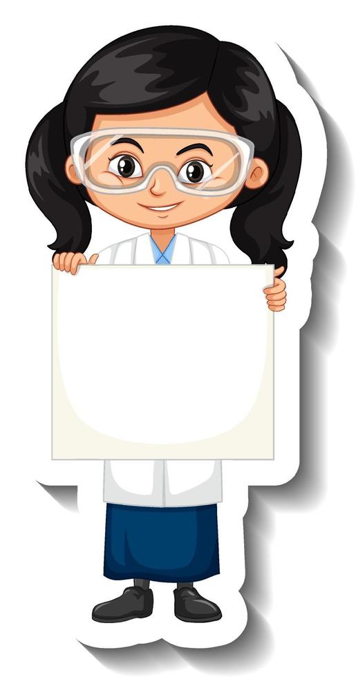 A girl in science gown holding empty banner vector