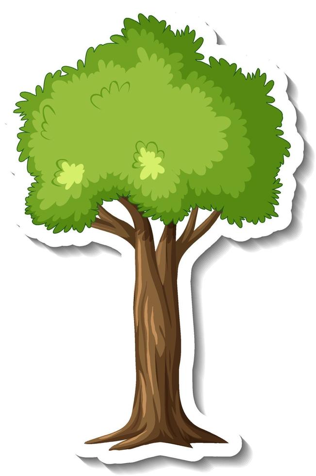 Pegatina solo árbol sobre fondo blanco. vector