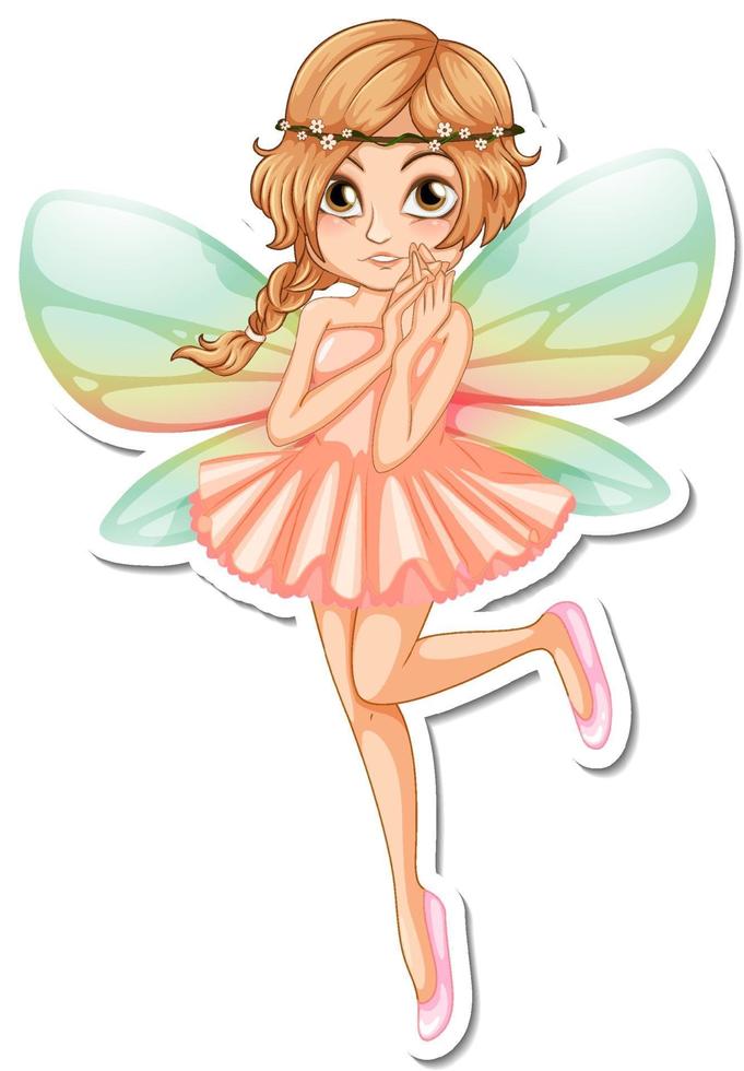 Beautiful fairy cartoon character sticker vector