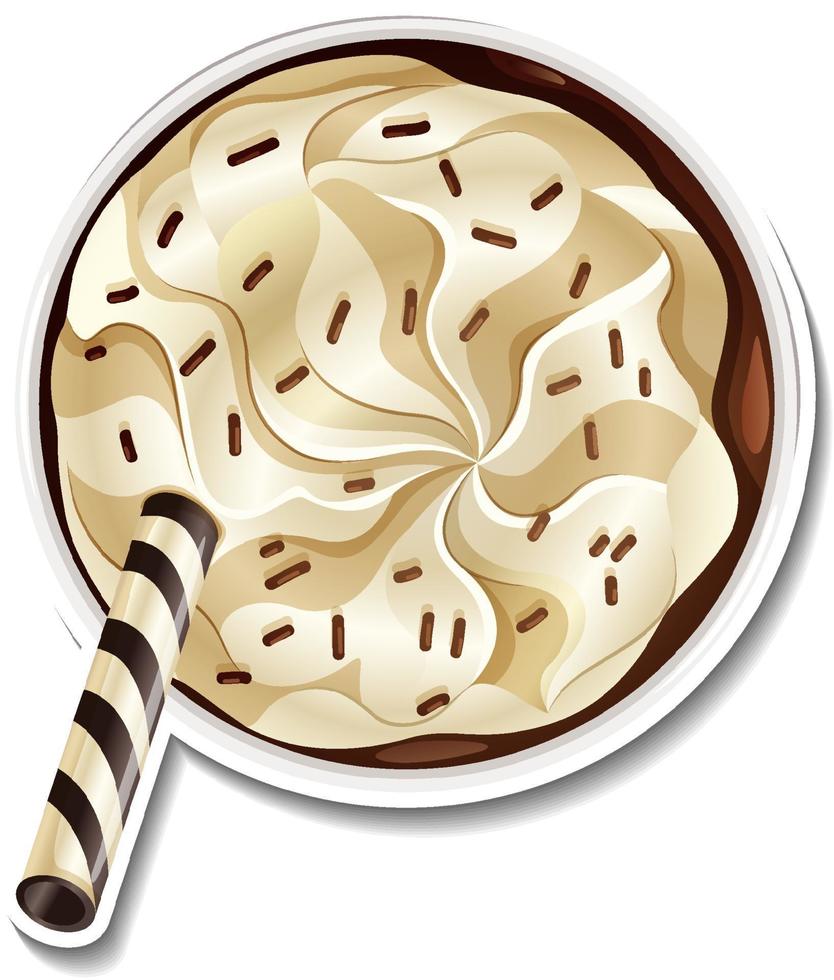 Vista superior de chocolate helado con crema batida vector